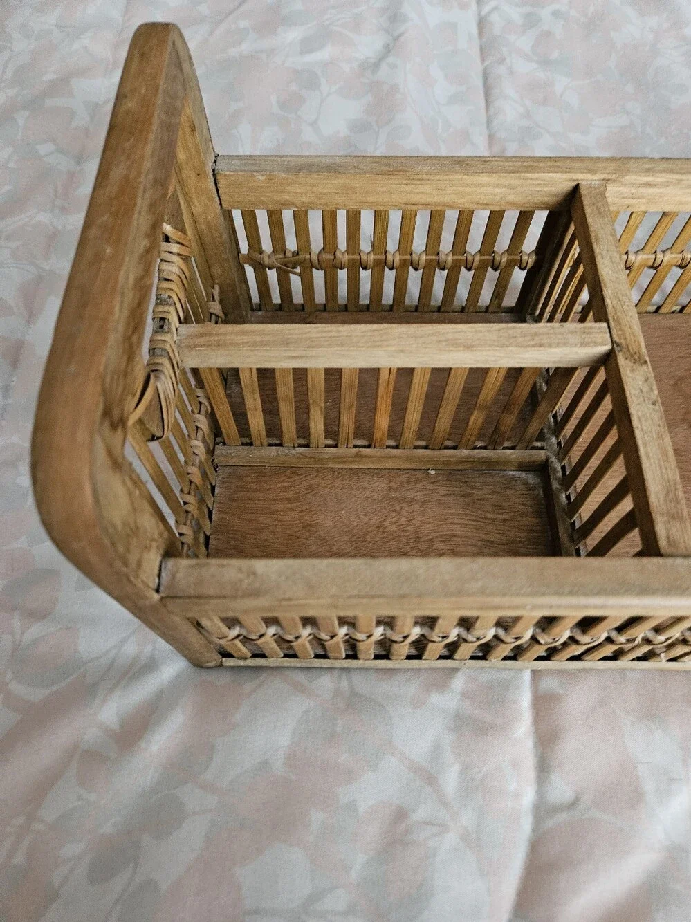 Mid Century Natural Bamboo Divided Organizer Tray - Brown